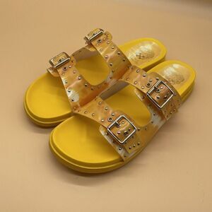 VINCE CAMUTO PAVEY Yellow  Studded Rubber‎ Strappy Slide Sandals US 10 M